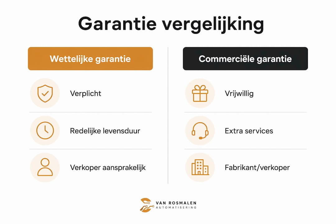 Infographic: Wat is het verschil tussen wettelijke garantie en commerciële garantie?