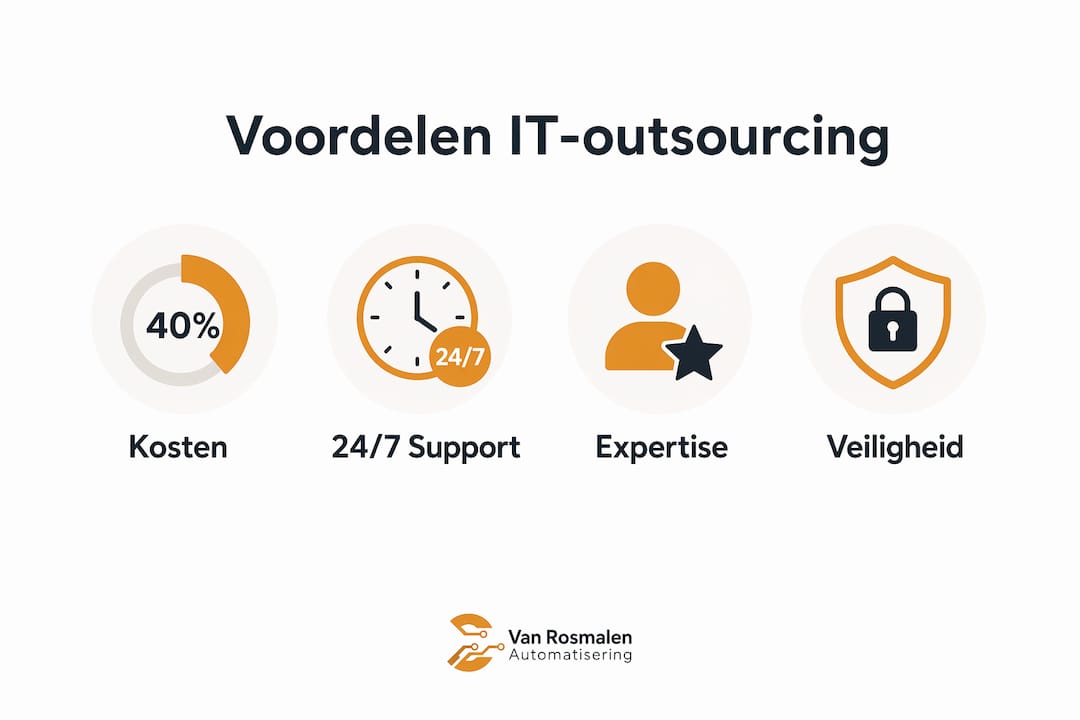 Infographic met de belangrijkste voordelen van IT-outsourcing