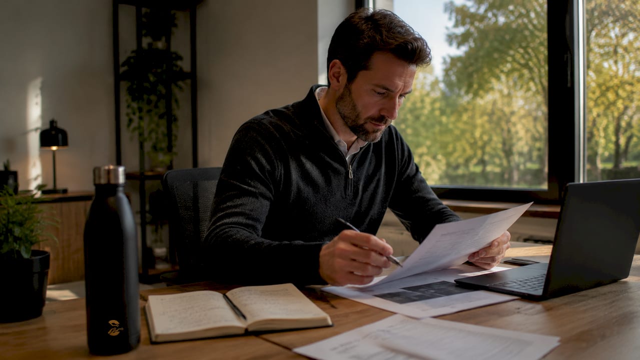 Een IT-specialist die veiligheidsdocumenten grondig doorneemt