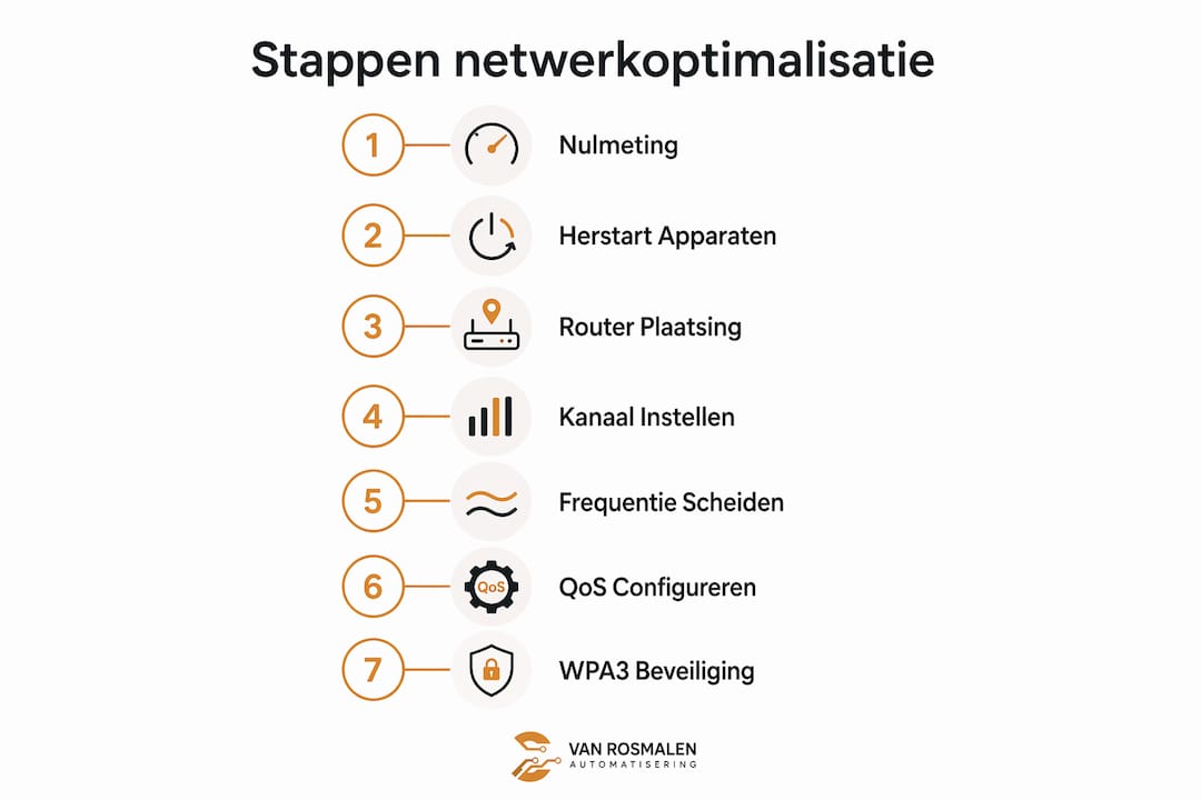 Infographic met een helder stappenplan voor het optimaliseren van je netwerk