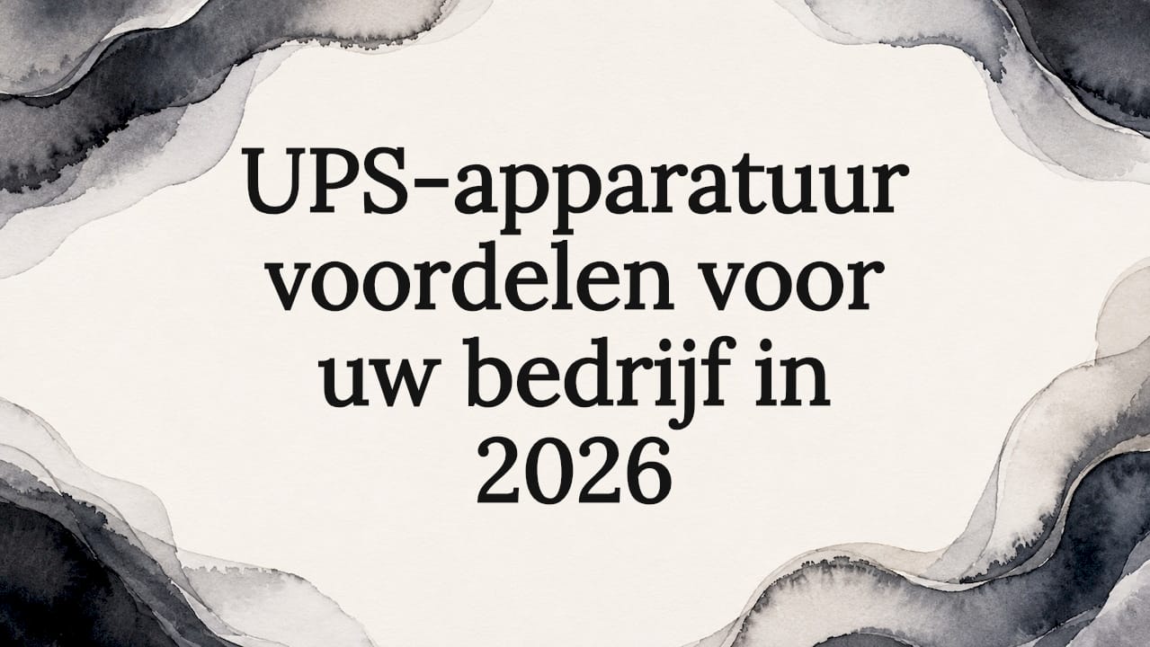 Sfeervolle illustratie van een titelkaart met UPS-apparatuur