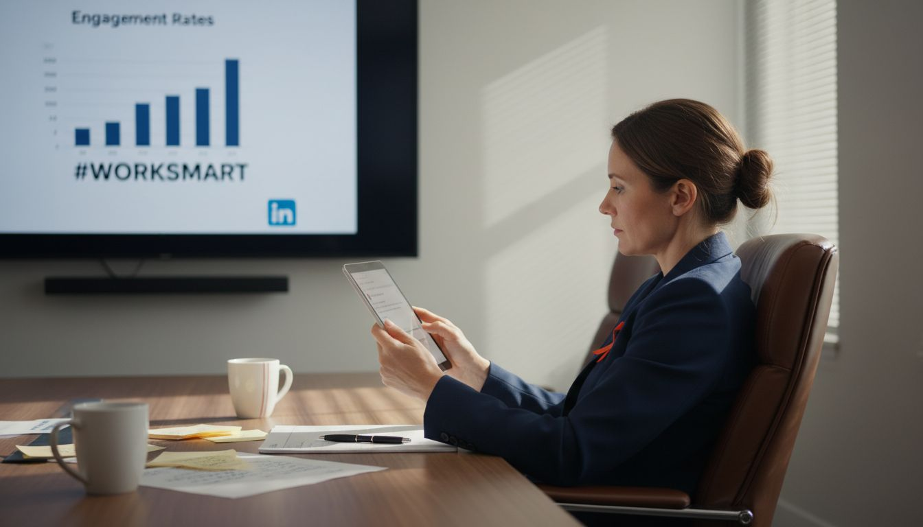 Executive reviewing LinkedIn engagement metrics