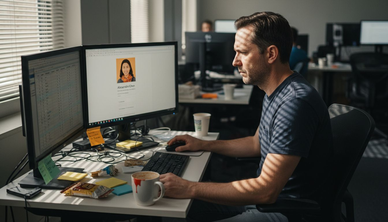 Man vetting LinkedIn influencers for campaign