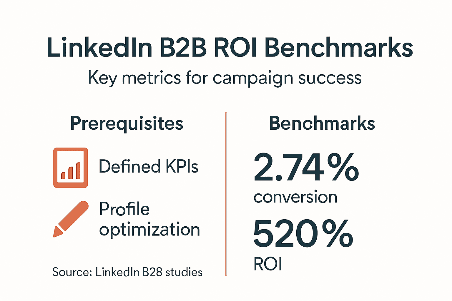 Infographic highlighting LinkedIn B2B ROI and prerequisites