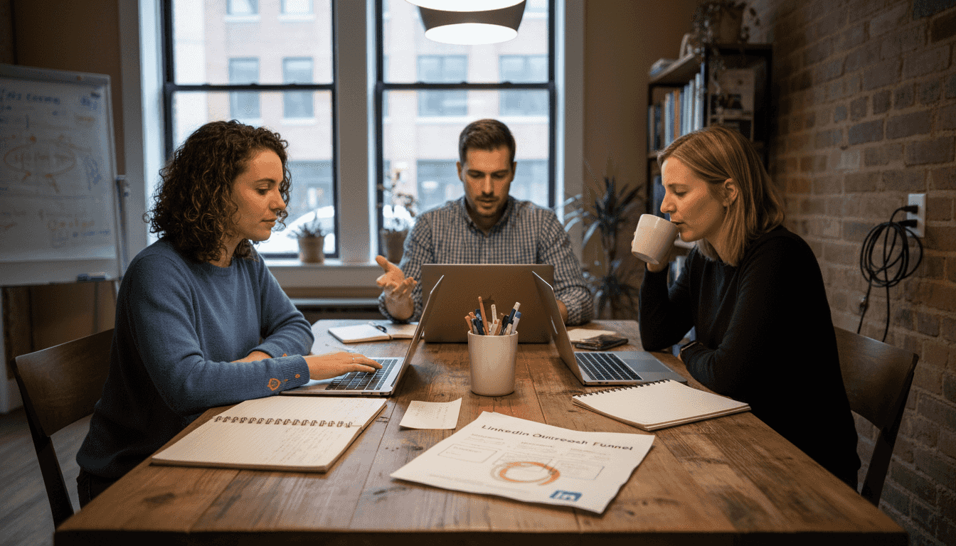Team testing LinkedIn automation tools together