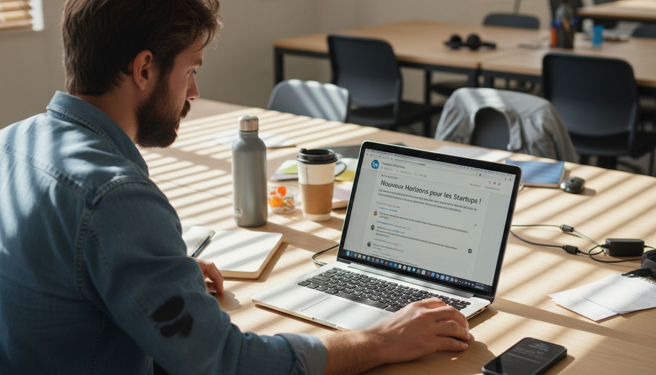 Un micro-influenceur qui anime sa communauté LinkedIn depuis son bureau