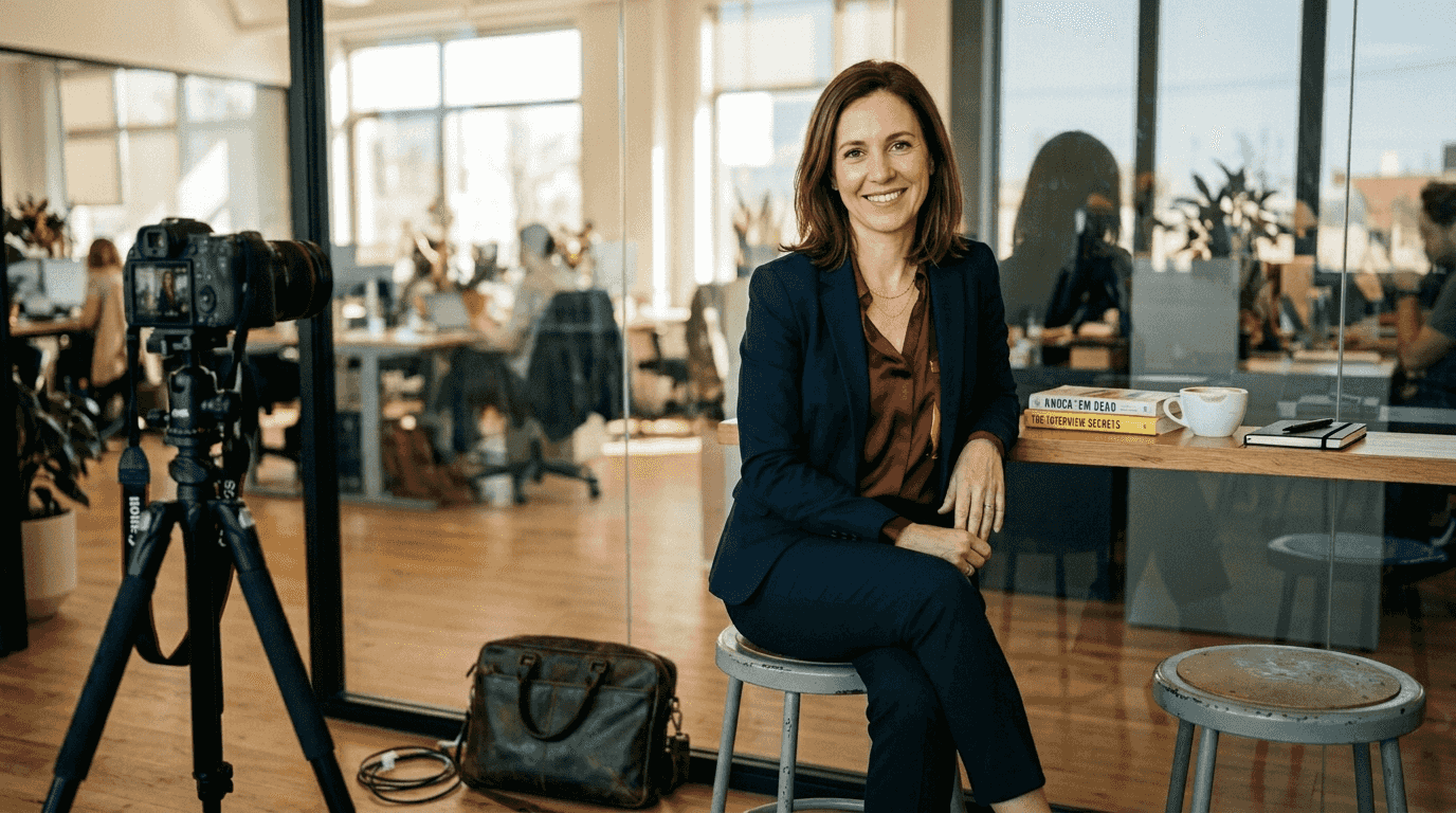 Woman posing for LinkedIn profile photo