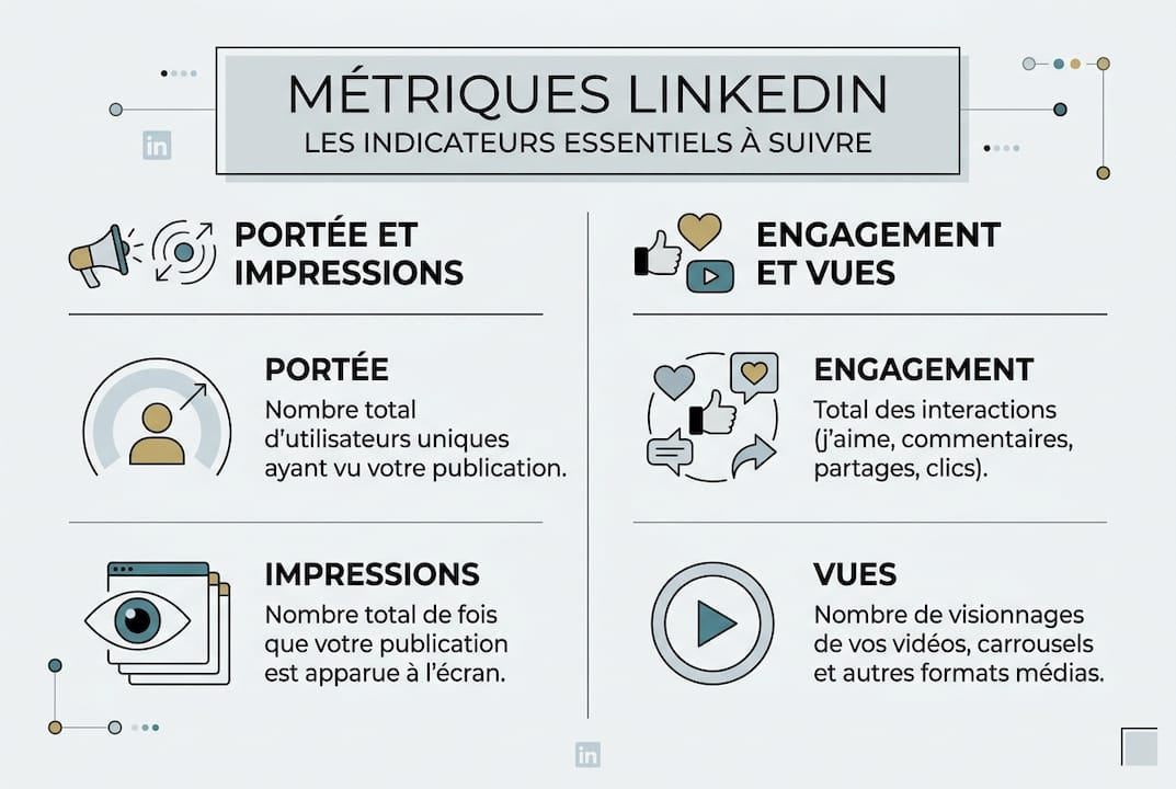 Aperçu des indicateurs clés de performance de l’audience sur LinkedIn en infographie