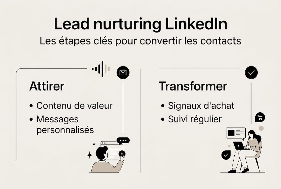 Infographie : les étapes incontournables du lead nurturing sur LinkedIn