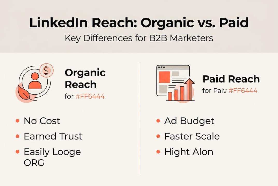 Infographic comparing organic and paid LinkedIn reach