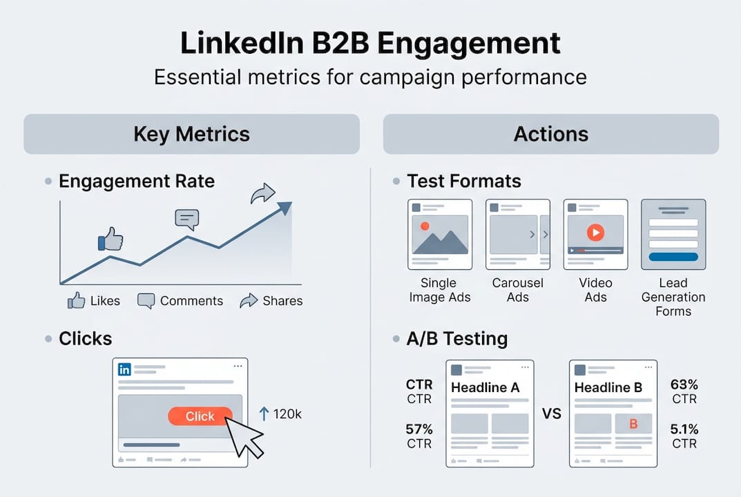Infographic showing key LinkedIn B2B engagement metrics
