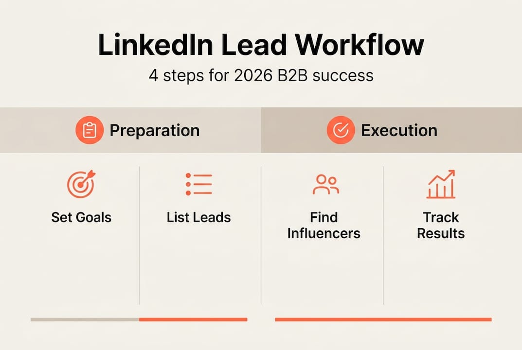 Infographic of LinkedIn B2B lead generation steps