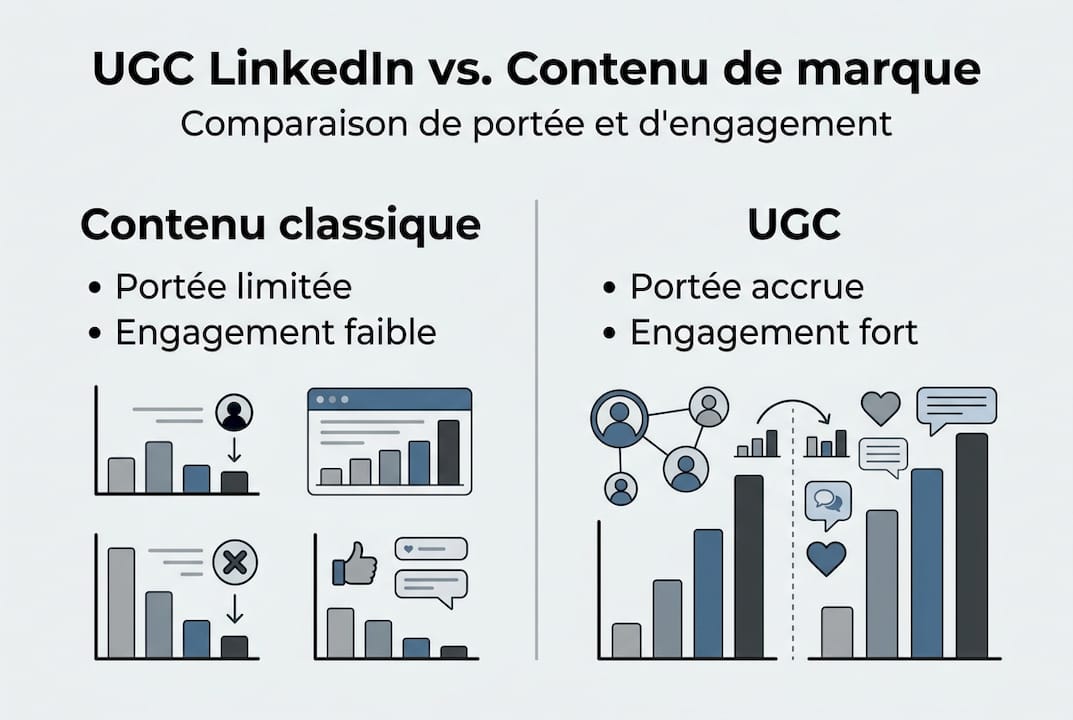 Infographie : UGC LinkedIn vs contenu de marque – le match