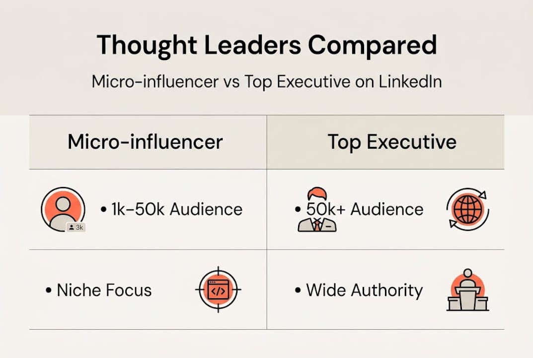 Infographic contrasting micro-influencers and executives