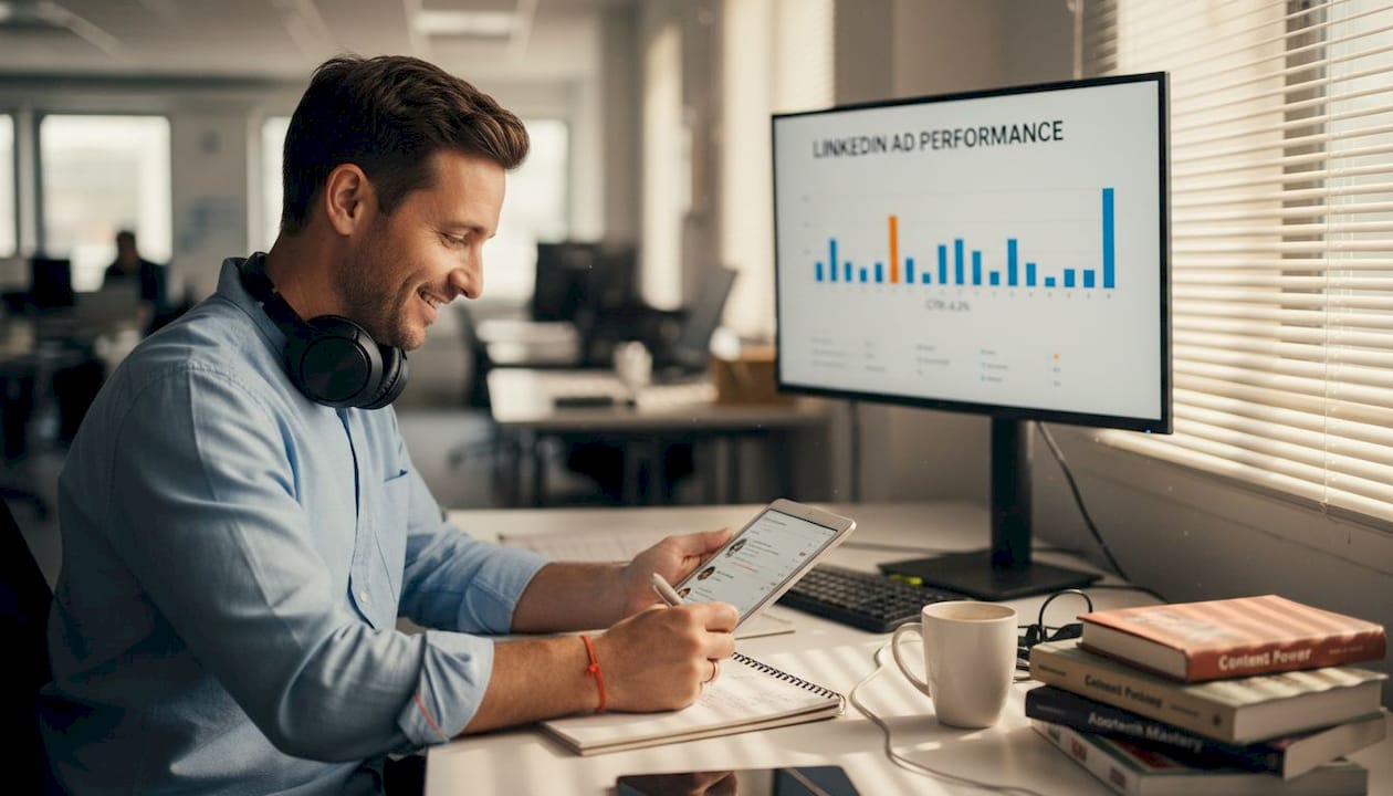 Micro-influencer reviewing LinkedIn campaign results