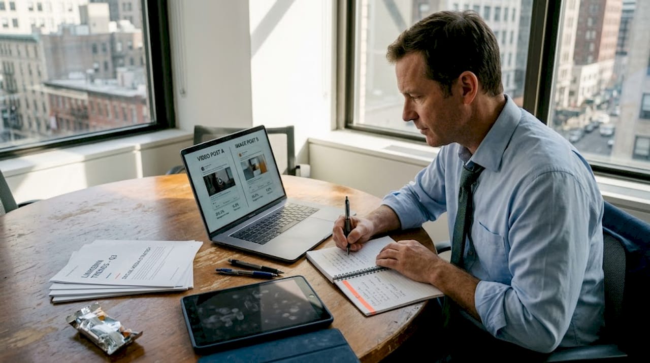 Manager comparing B2B post formats