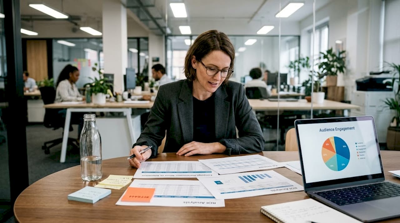 Strategist analyzing influencer campaign reports