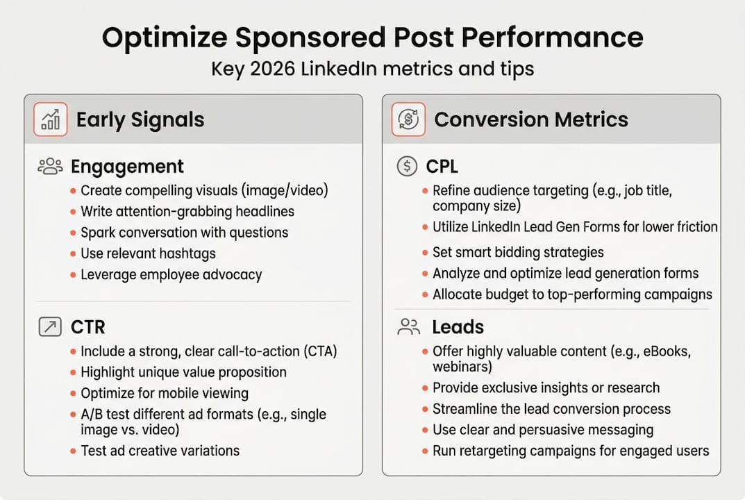 Infographic: key LinkedIn sponsored post metrics
