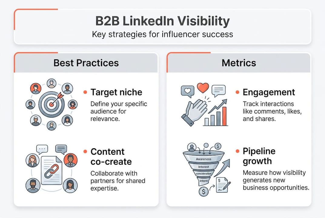 Infographic outlining B2B LinkedIn strategies