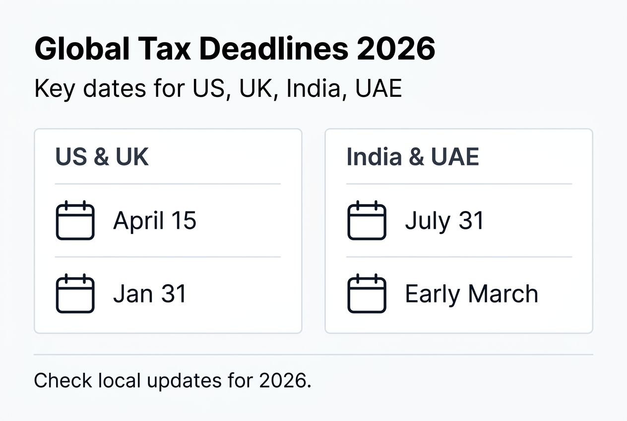 Infographic comparing tax deadlines across countries