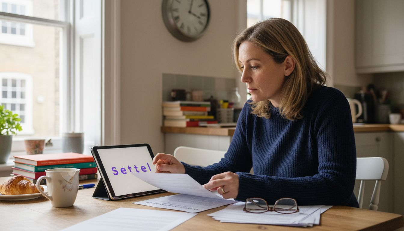 Woman comparing international tax rules at kitchen table