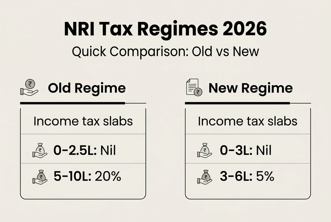 Infographic comparing NRI old and new tax regimes