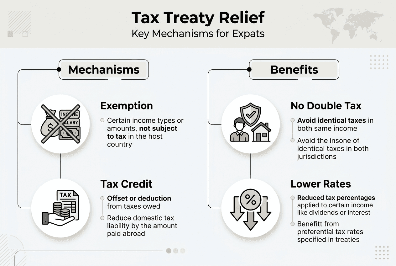 Infographic of tax treaty relief key mechanisms