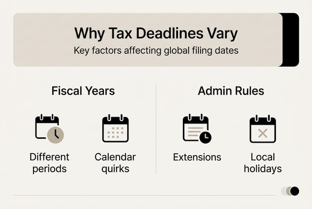 Infographic outlining main reasons for tax deadline variation