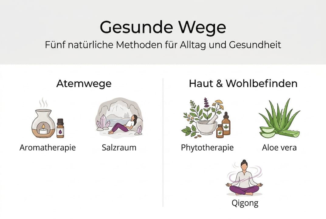 Fünf einfache Naturtipps für mehr Gesundheit – kompakt als Infografik