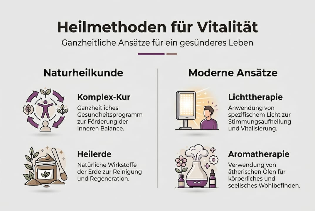 Infografik: Die wichtigsten Heilmethoden für mehr Energie und Wohlbefinden 2026