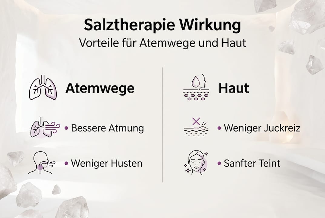 Infografik: Wie Salztherapie Atemwege und Haut positiv beeinflusst