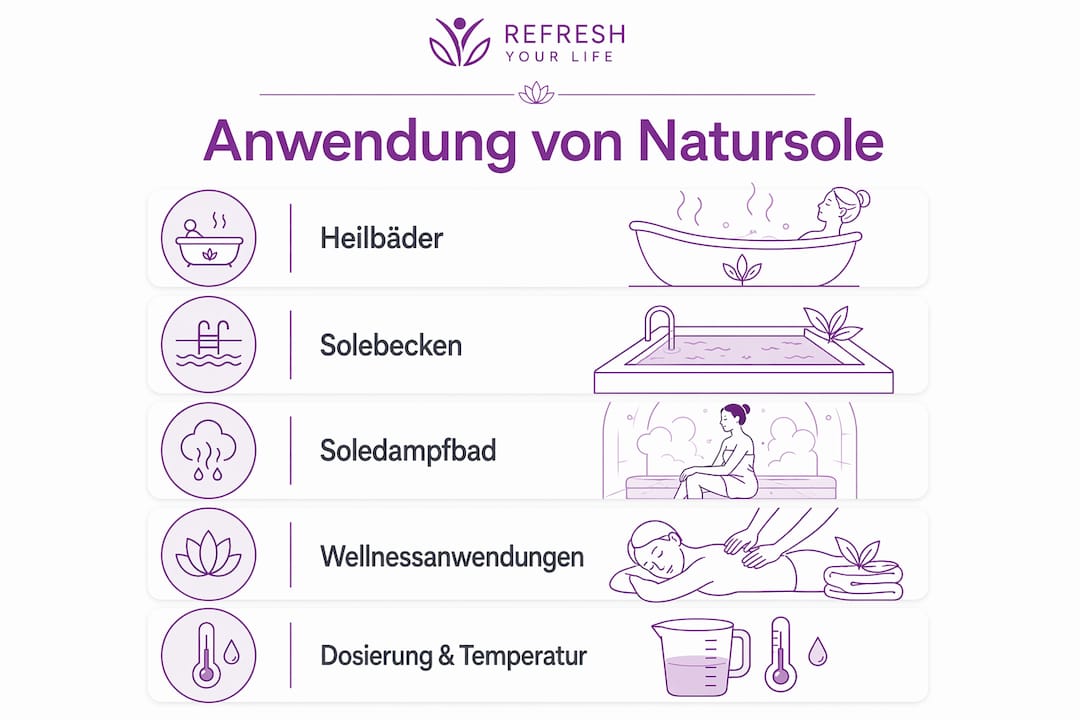 Die Infografik veranschaulicht Schritt für Schritt, wie Natursole angewendet wird.
