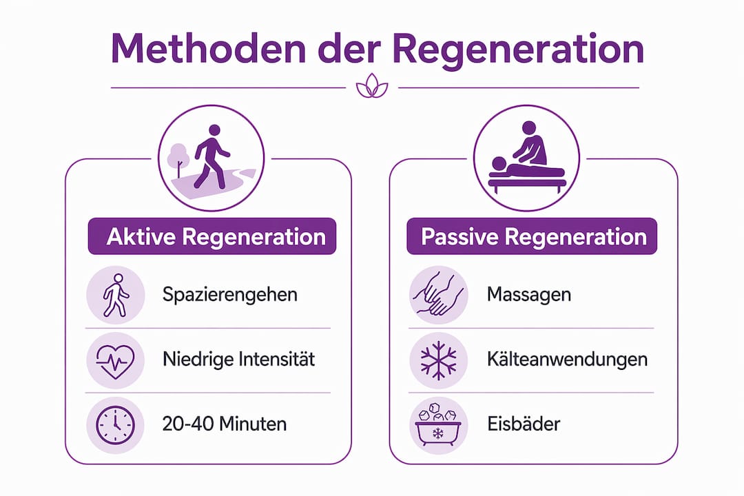 Die Infografik veranschaulicht den Unterschied zwischen aktiven und passiven Methoden der Regeneration.