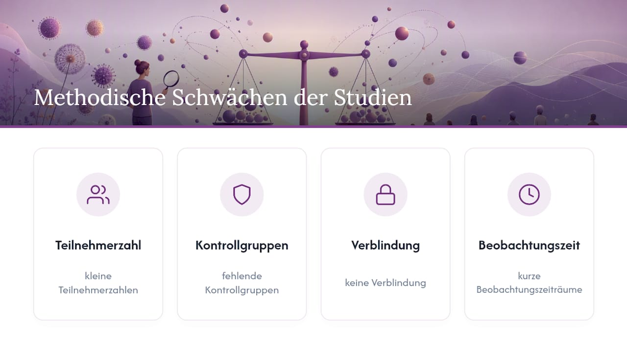 Grafische Übersicht zu den Einschränkungen aktueller Studien zur Halotherapie