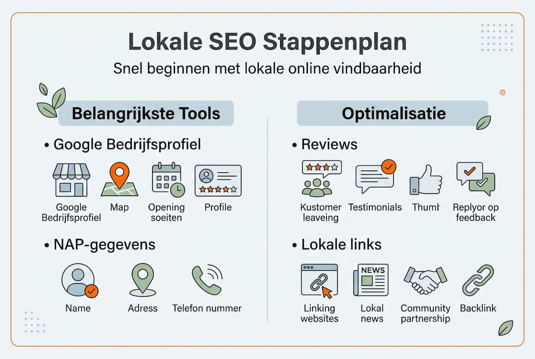 Handige infographic met praktische stappen en tools voor lokale SEO