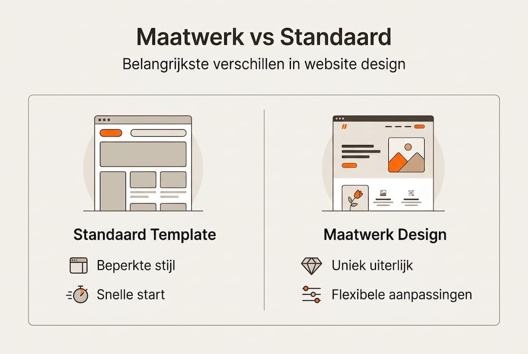 Infographic: maatwerk versus standaard webdesign – de verschillen op een rij