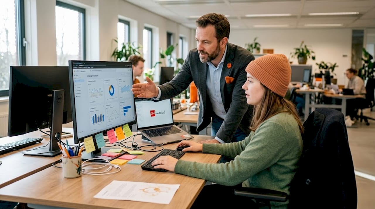 Collega’s die samen de projectresultaten doornemen