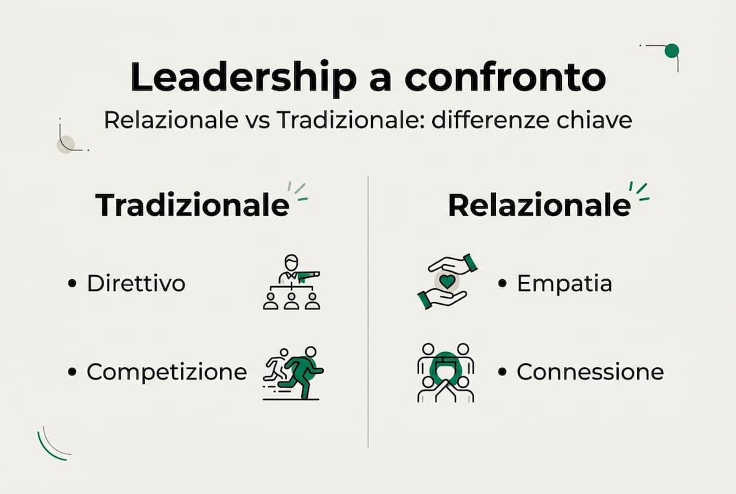 Infografica: differenze tra leadership relazionale e leadership tradizionale