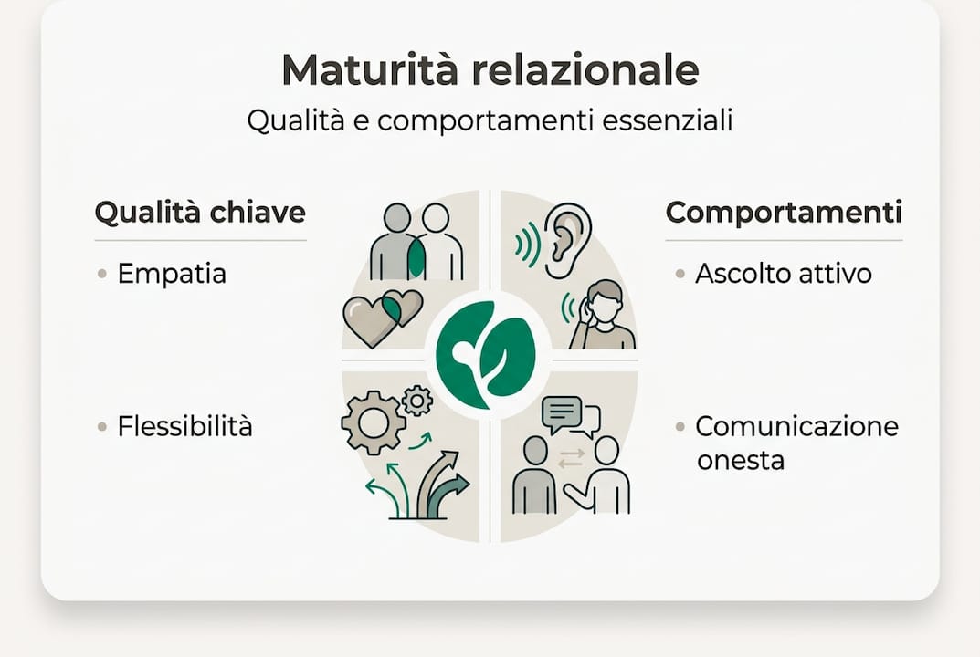 Infografica sulle qualità personali e sulle dinamiche delle relazioni interpersonali