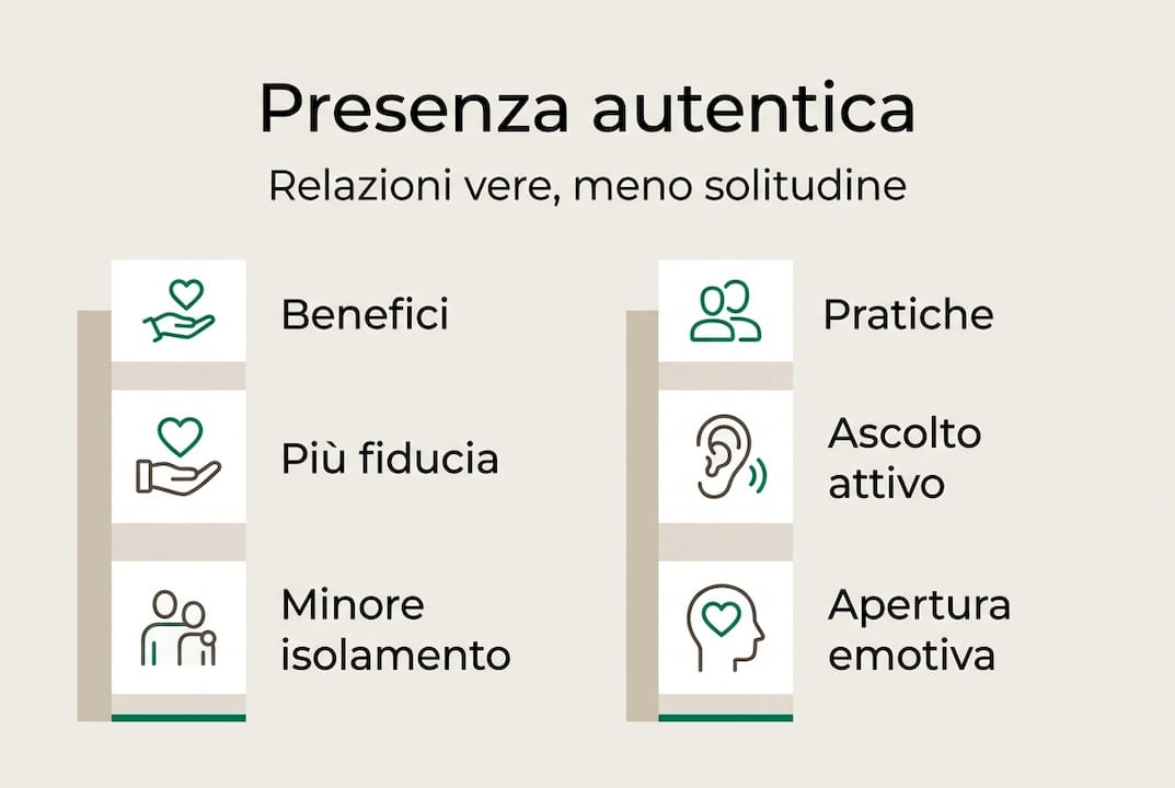 Infografica: vantaggi e pratiche per coltivare una presenza autentica