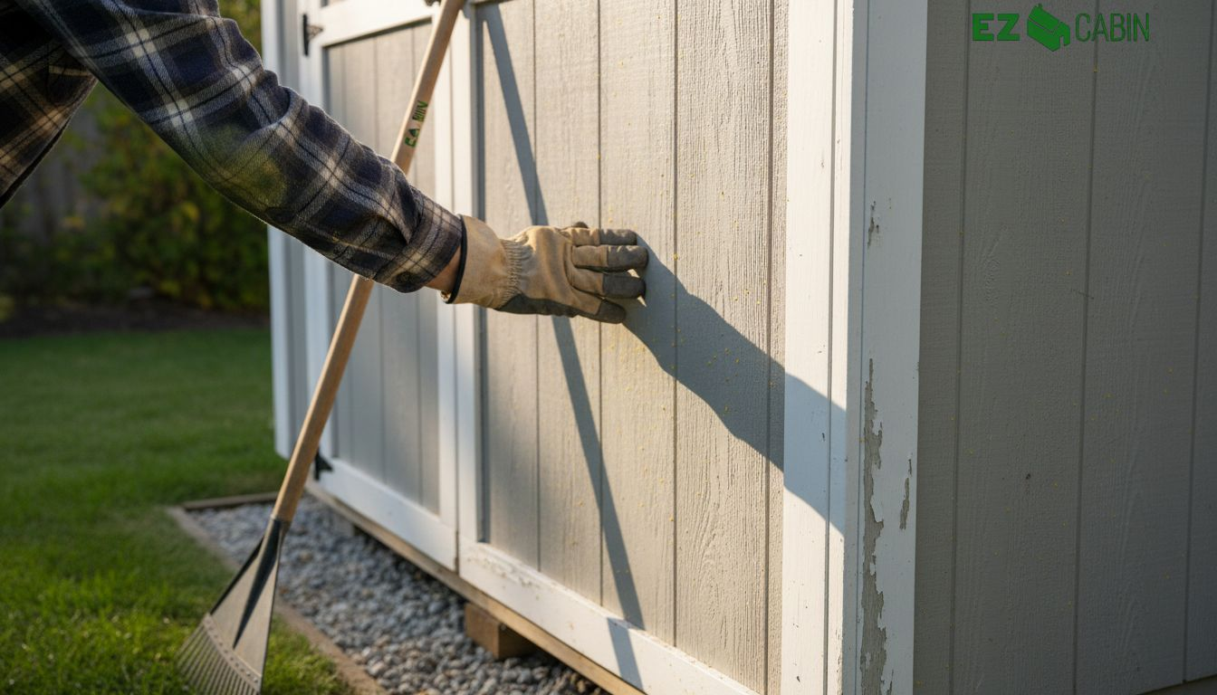 Inspecting prefab shed for durability issues