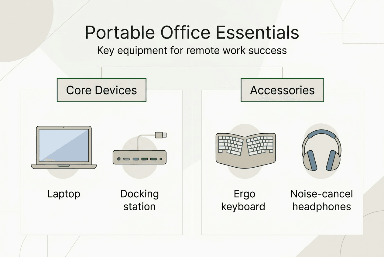 Infographic comparing portable office essentials