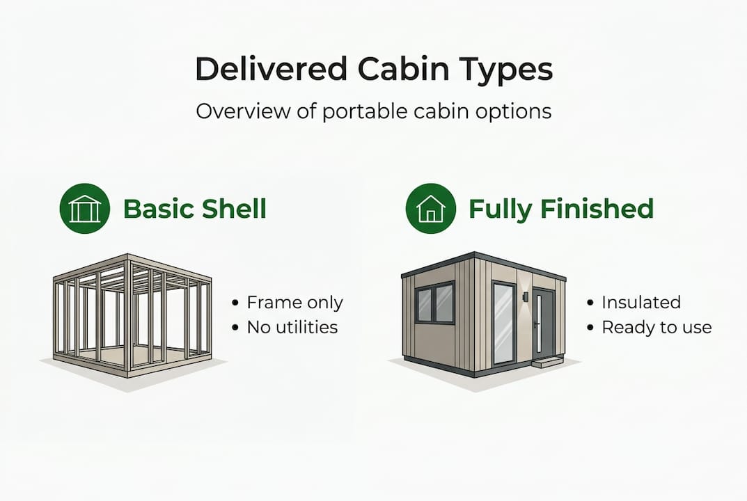 Infographic comparing delivered cabin types