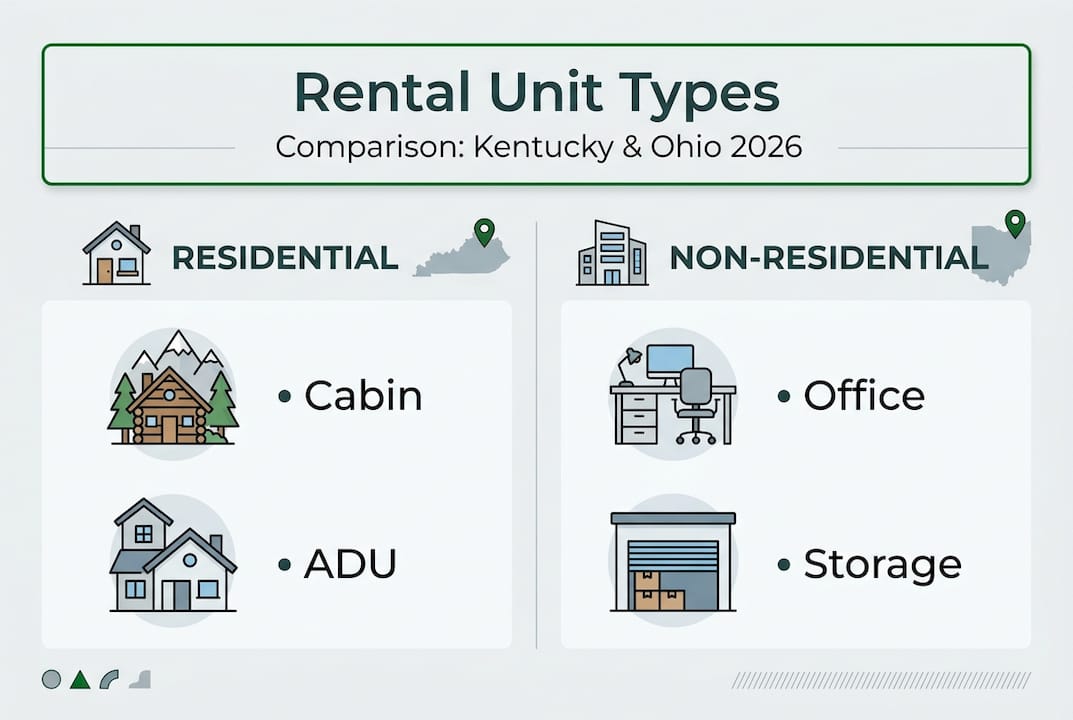 Infographic comparing Kentucky Ohio rental unit types