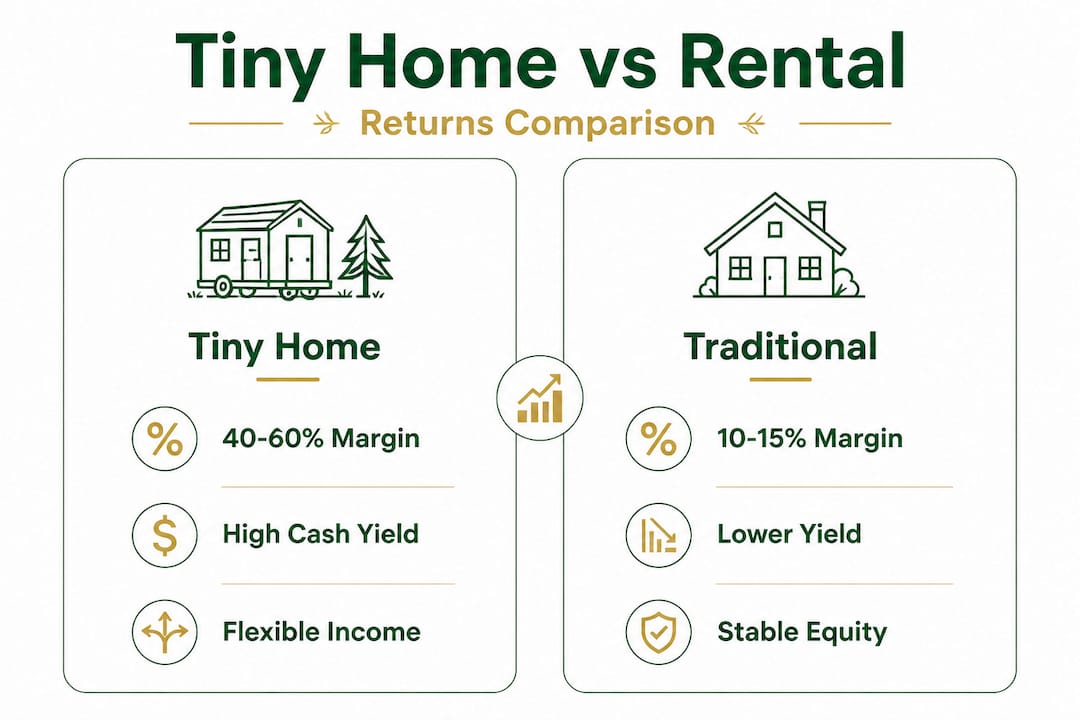 Infographic comparing tiny home and traditional rental returns