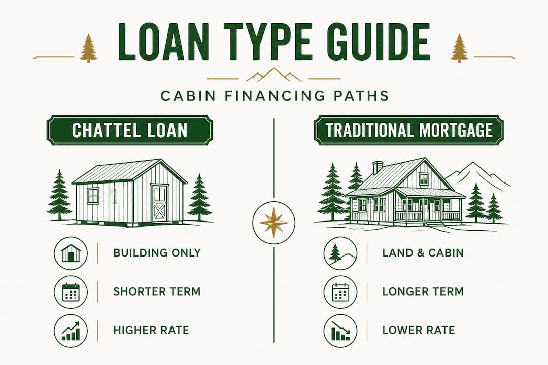 Infographic comparing cabin loan types side by side