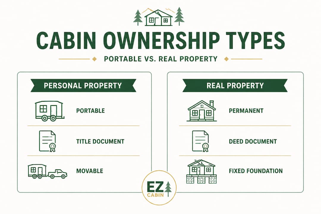 Split infographic comparing cabin ownership types