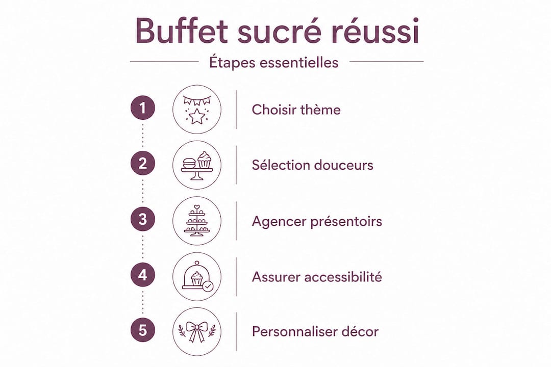 Infographie : les différentes étapes pour organiser un buffet sucré lors d’un baptême