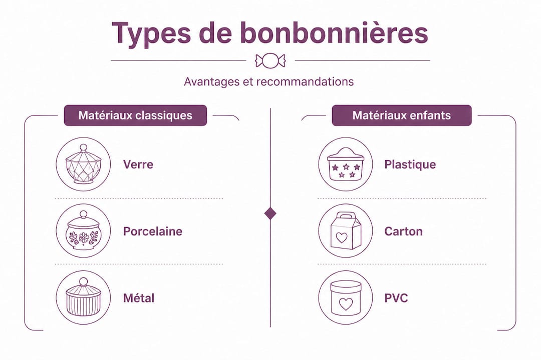 Infographie : comment bien choisir les matériaux pour vos bonbonnières de baptême