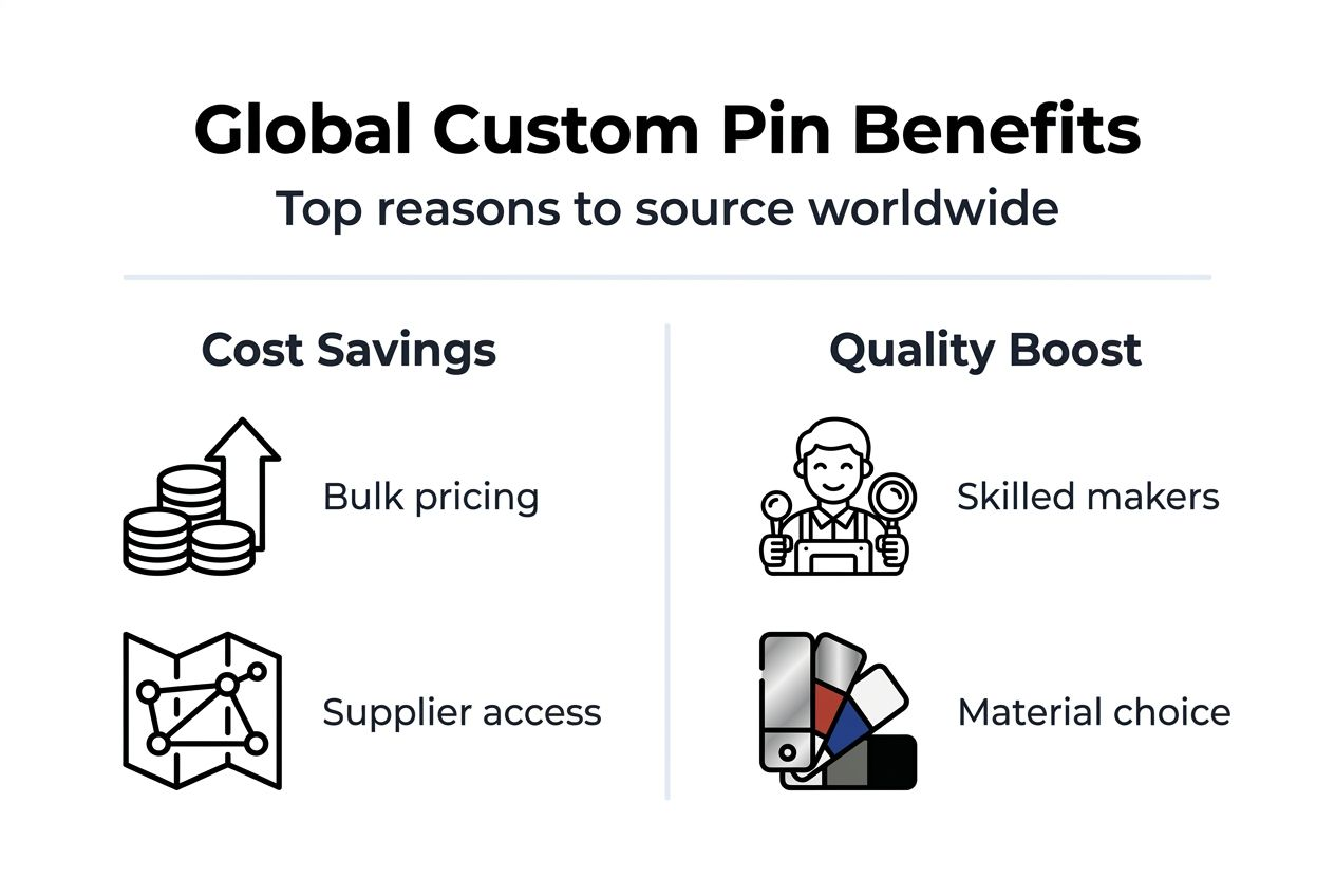 Infographic on global custom pin benefits